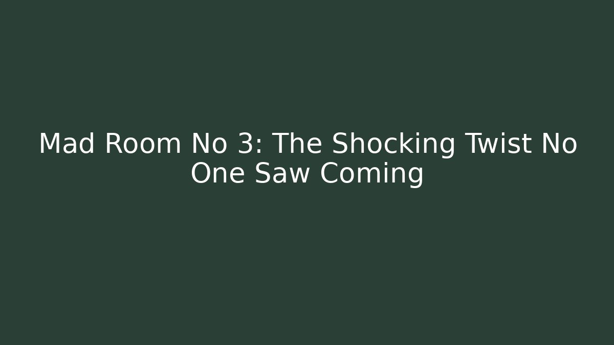 Mad Room No 3: The Shocking Twist No One Saw Coming