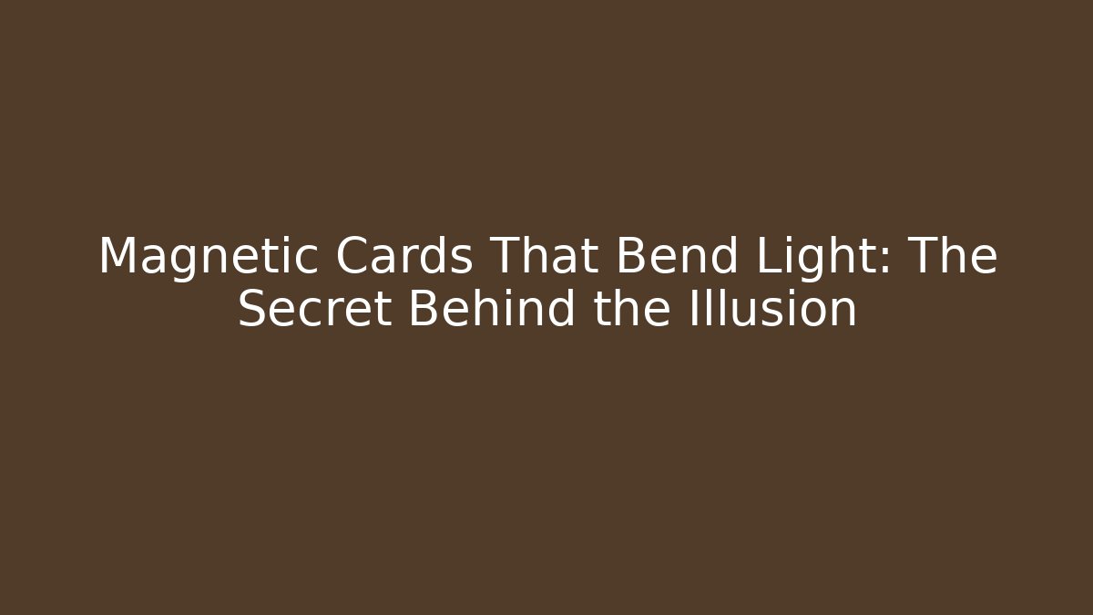 Magnetic Cards That Bend Light: The Secret Behind the Illusion