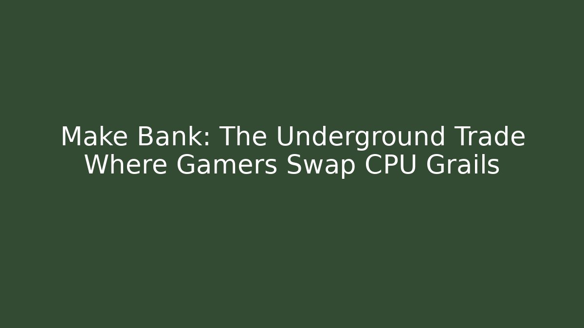 Make Bank: The Underground Trade Where Gamers Swap CPU Grails