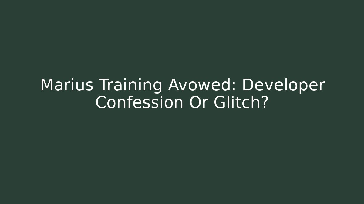 Marius Training Avowed: Developer Confession Or Glitch?