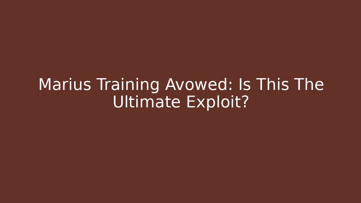 Marius Training Avowed: Is This The Ultimate Exploit? - Critter Realm