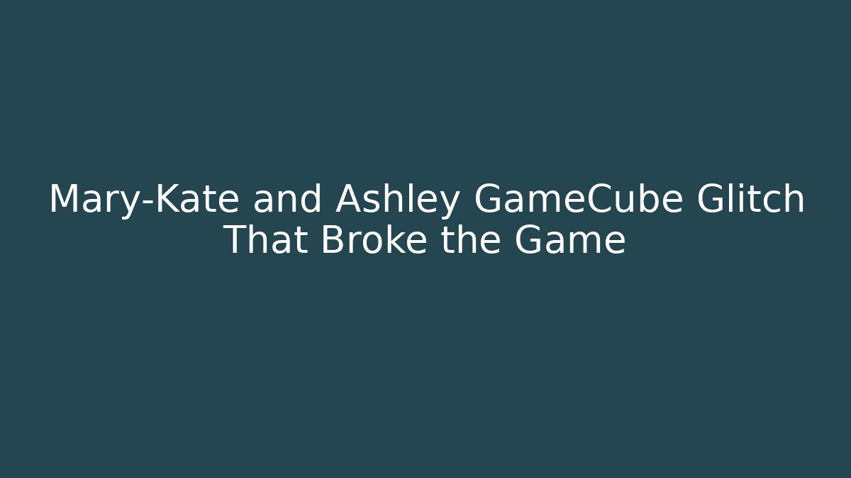 Mary-Kate and Ashley GameCube Glitch That Broke the Game