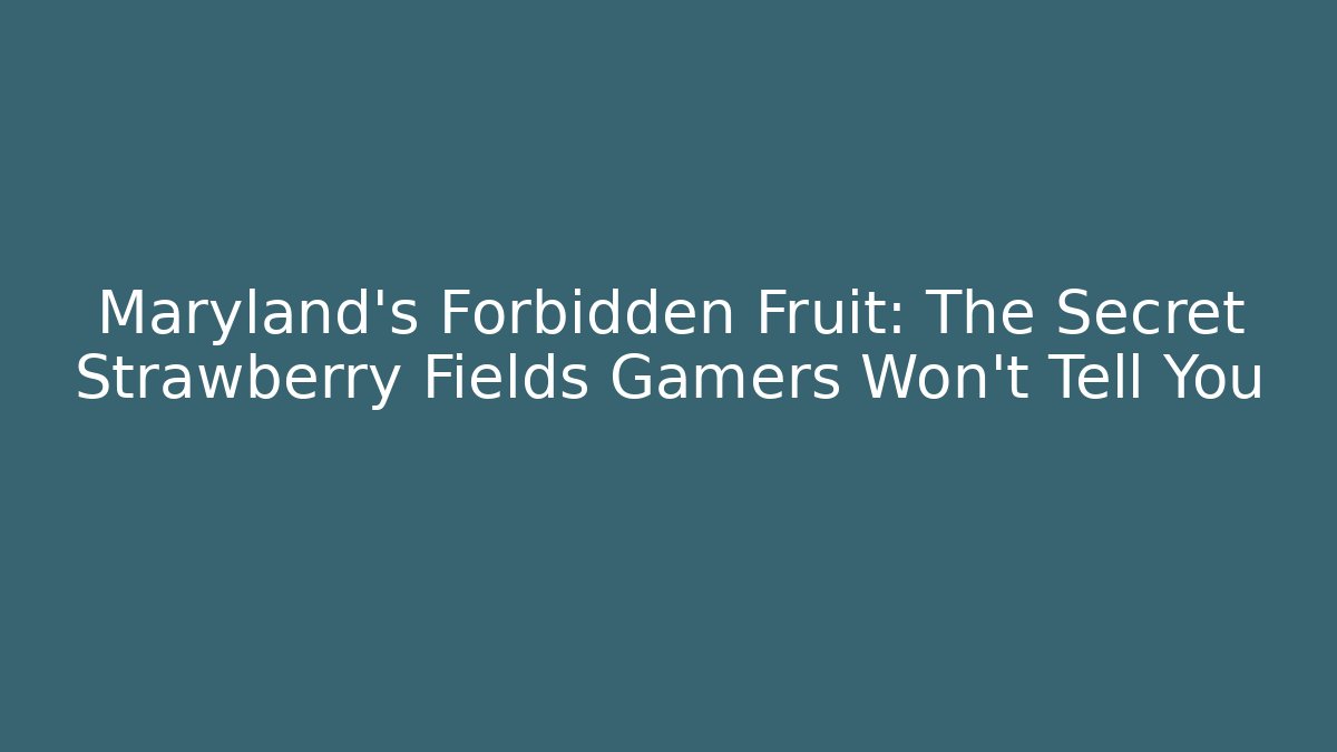 Maryland's Forbidden Fruit: The Secret Strawberry Fields Gamers Won't Tell You