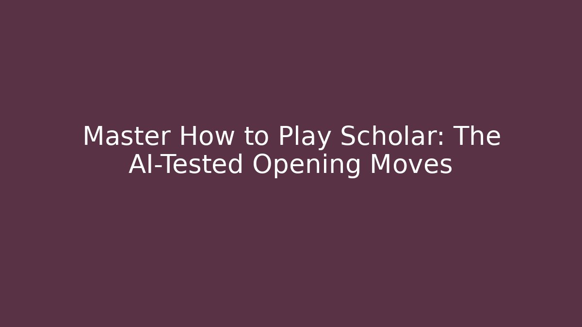 Master How to Play Scholar: The AI-Tested Opening Moves