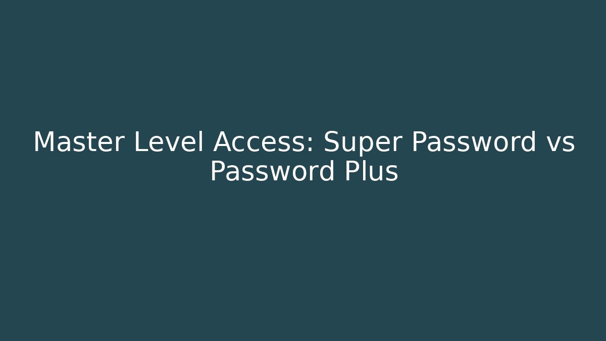 Master Level Access: Super Password vs Password Plus - Critter Realm
