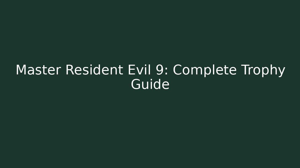 Master Resident Evil 9: Complete Trophy Guide - Critter Realm