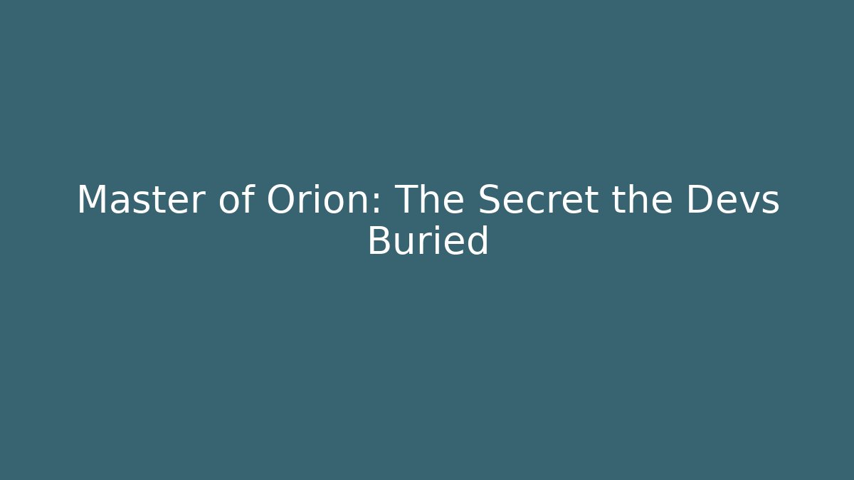 Master of Orion: The Secret the Devs Buried - Critter Realm