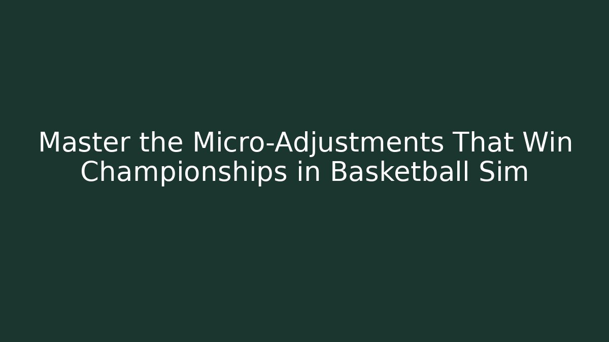 Master the Micro-Adjustments That Win Championships in Basketball Sim