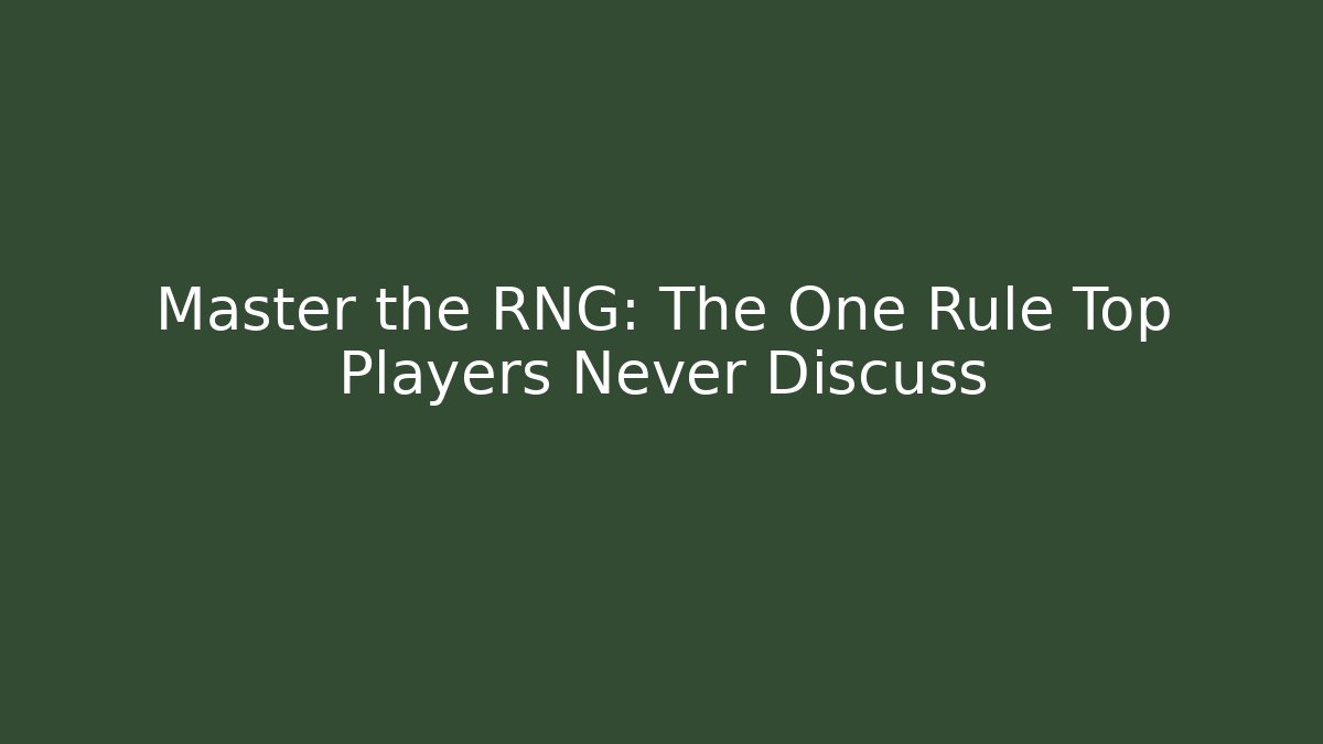 Master the RNG: The One Rule Top Players Never Discuss - Critter Realm