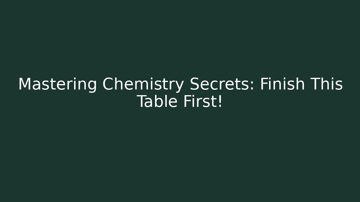 Mastering Chemistry Secrets: Finish This Table First!