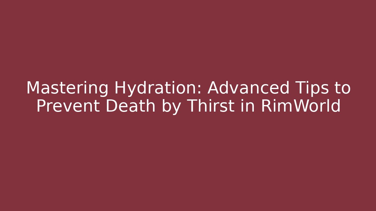 Mastering Hydration: Advanced Tips to Prevent Death by Thirst in RimWorld - Critter Realm