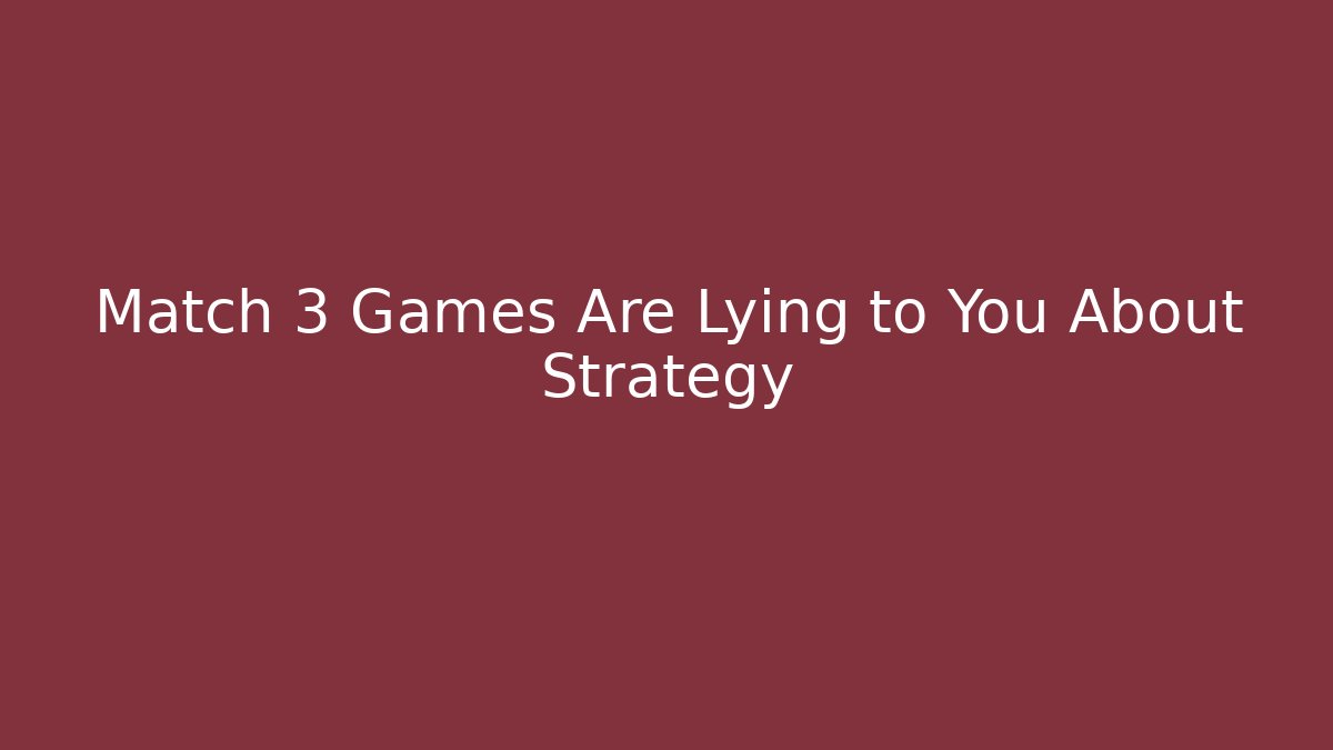 Match 3 Games Are Lying to You About Strategy