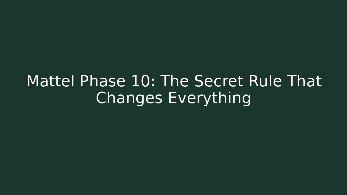Mattel Phase 10: The Secret Rule That Changes Everything