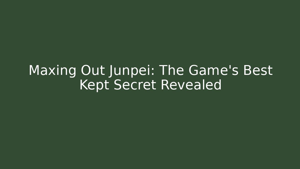 Maxing Out Junpei: The Game's Best Kept Secret Revealed