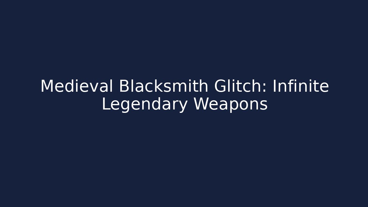 Medieval Blacksmith Glitch: Infinite Legendary Weapons