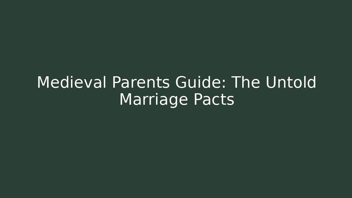 Medieval Parents Guide: The Untold Marriage Pacts