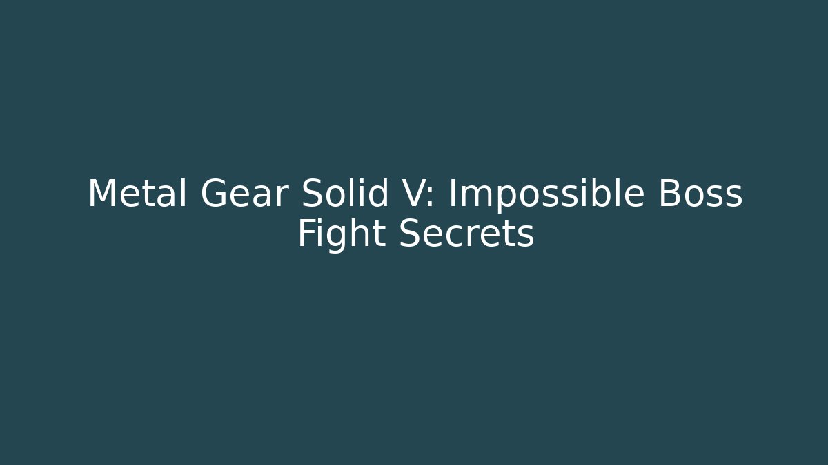 Metal Gear Solid V: Impossible Boss Fight Secrets - Critter Realm