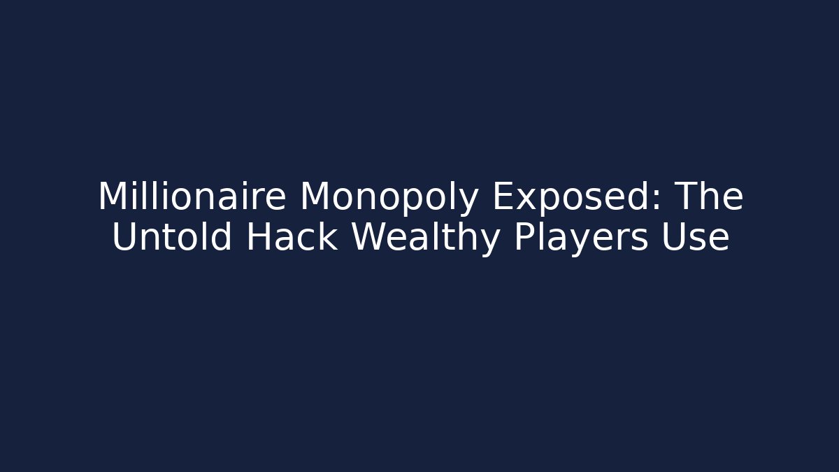 Millionaire Monopoly Exposed: The Untold Hack Wealthy Players Use