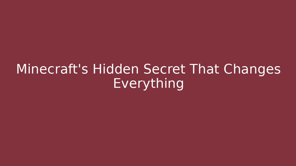 Minecraft’s Hidden Secret That Changes Everything - Critter Realm