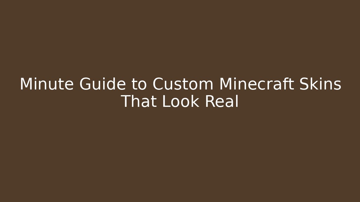 Minute Guide to Custom Minecraft Skins That Look Real