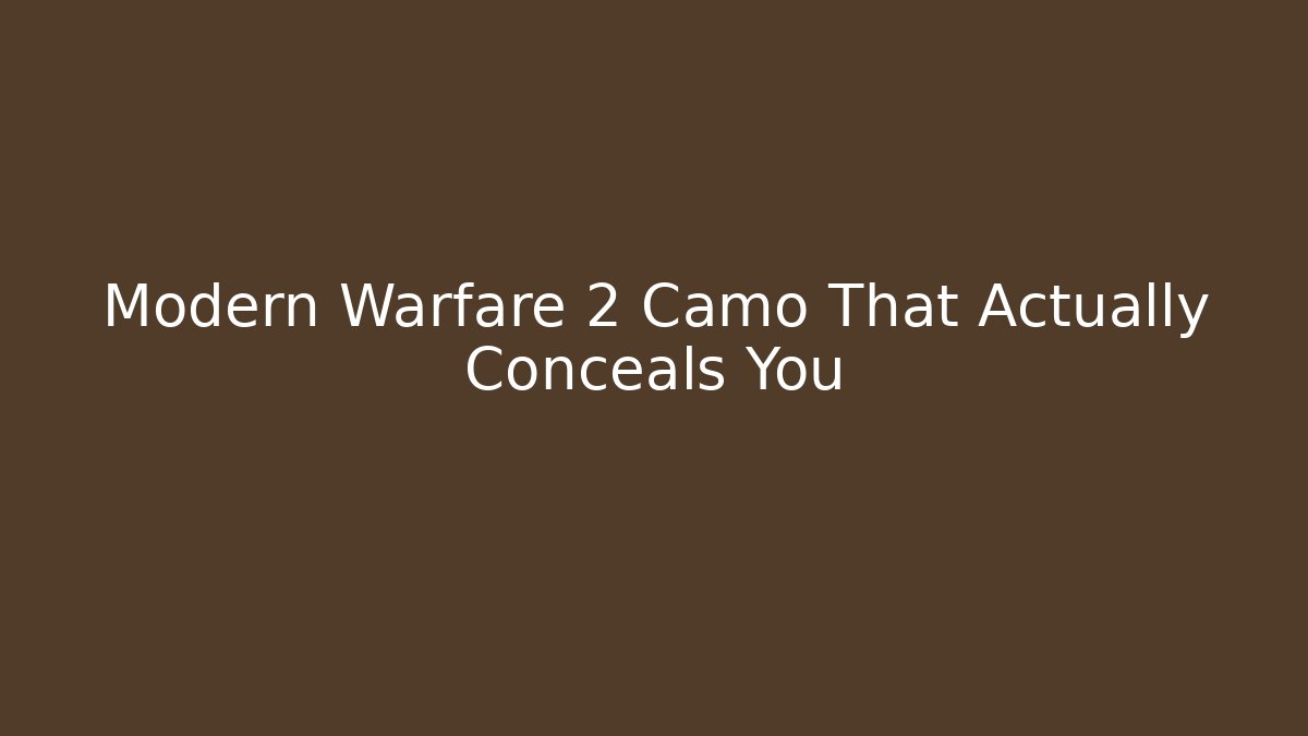 Modern Warfare 2 Camo That Actually Conceals You