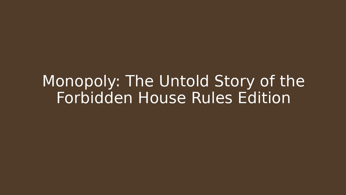 Monopoly: The Untold Story of the Forbidden House Rules Edition