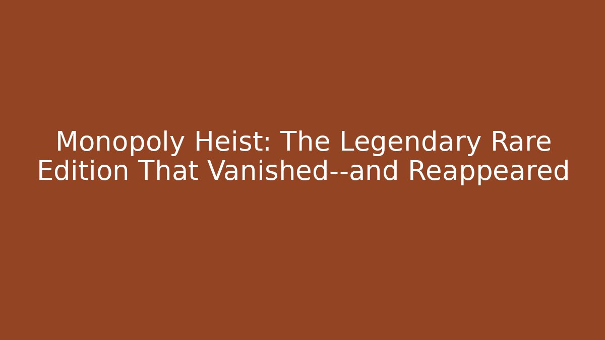 Monopoly Heist: The Legendary Rare Edition That Vanished—and Reappeared