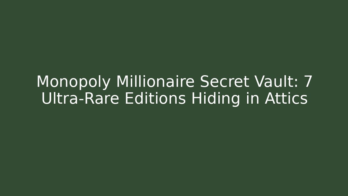 Monopoly Millionaire Secret Vault: 7 Ultra-Rare Editions Hiding in Attics