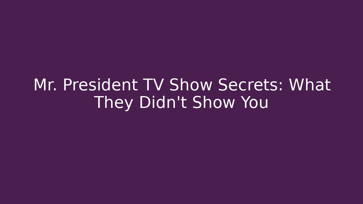 Mr. President TV Show Secrets: What They Didn't Show You