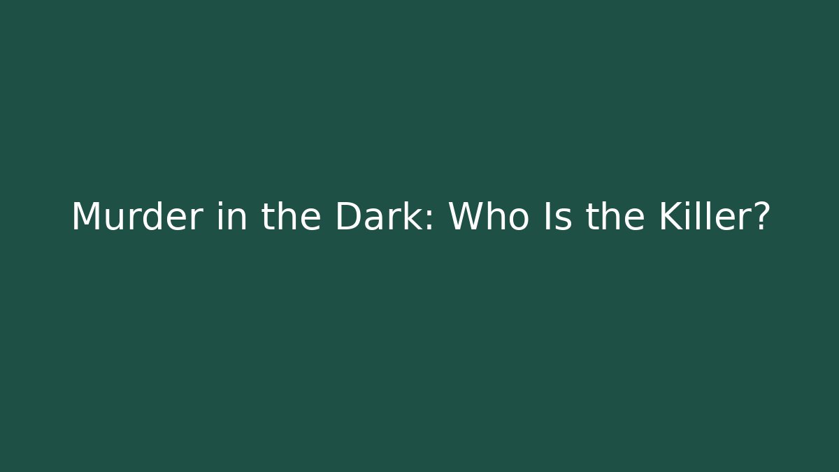 Murder in the Dark: Who Is the Killer?