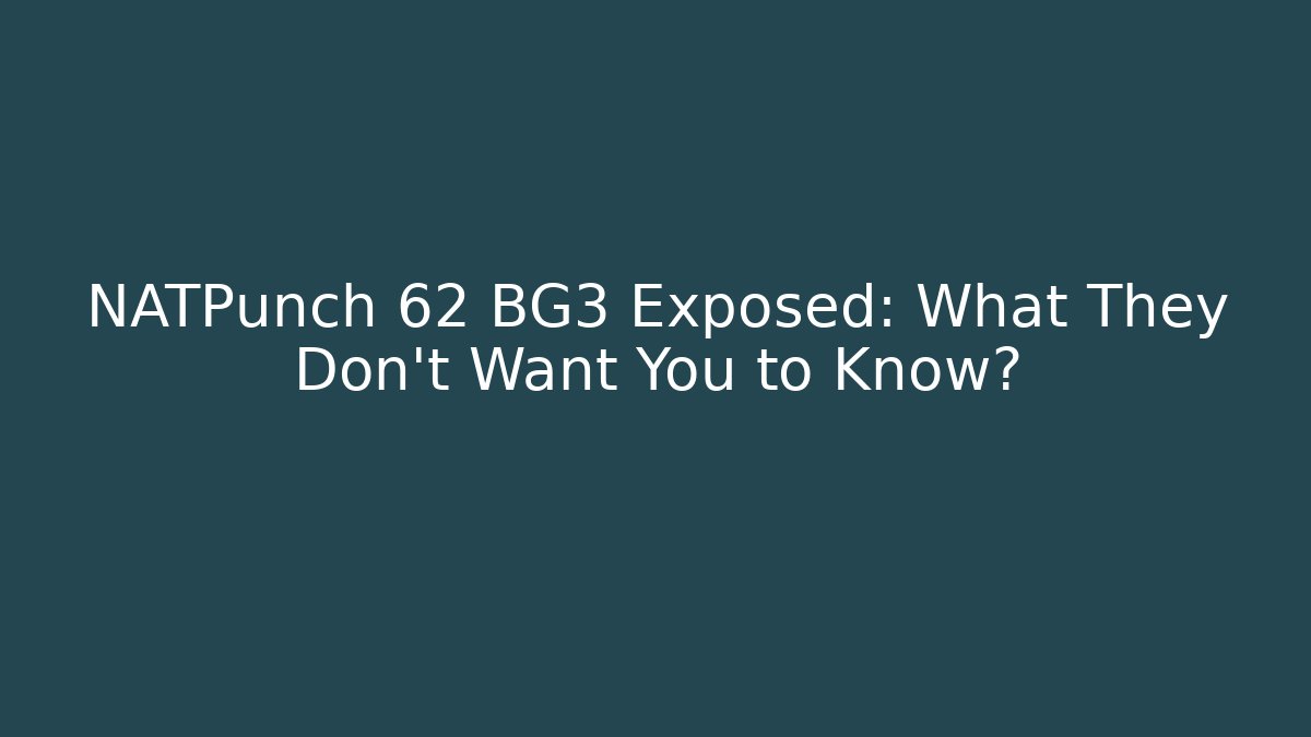 NATPunch 62 BG3 Exposed: What They Don’t Want You to Know?