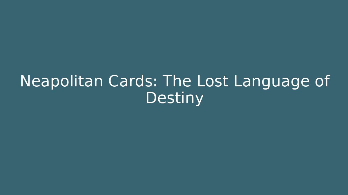 Neapolitan Cards: The Lost Language of Destiny