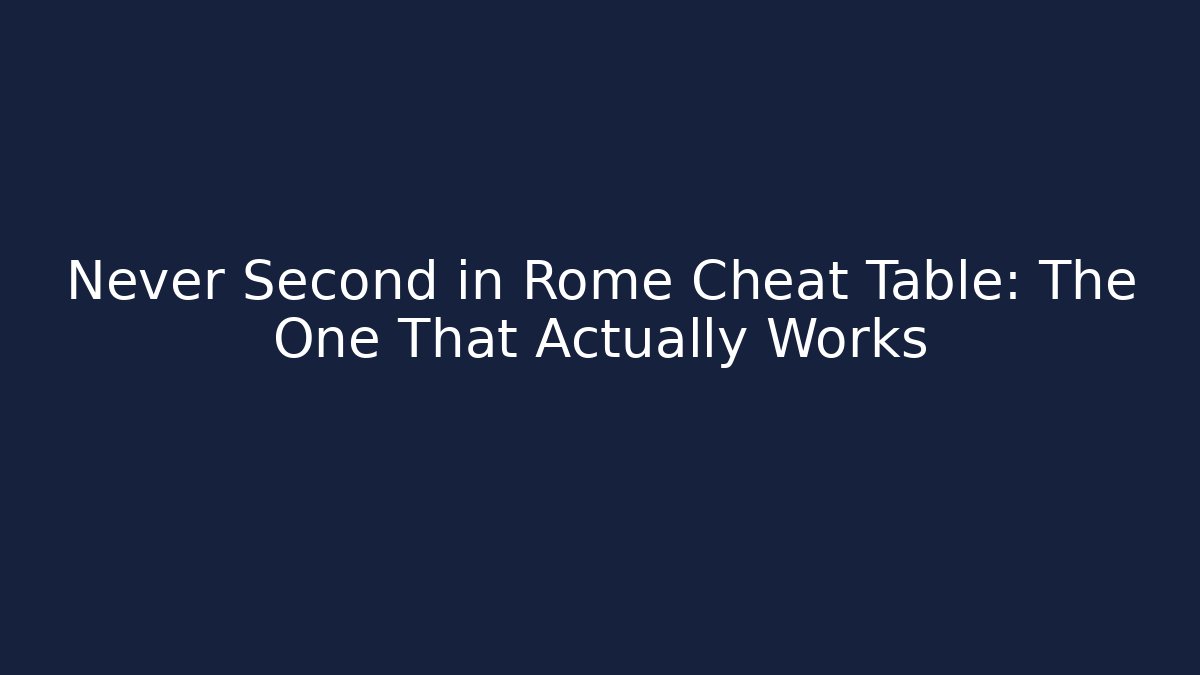 Never Second in Rome Cheat Table: The One That Actually Works
