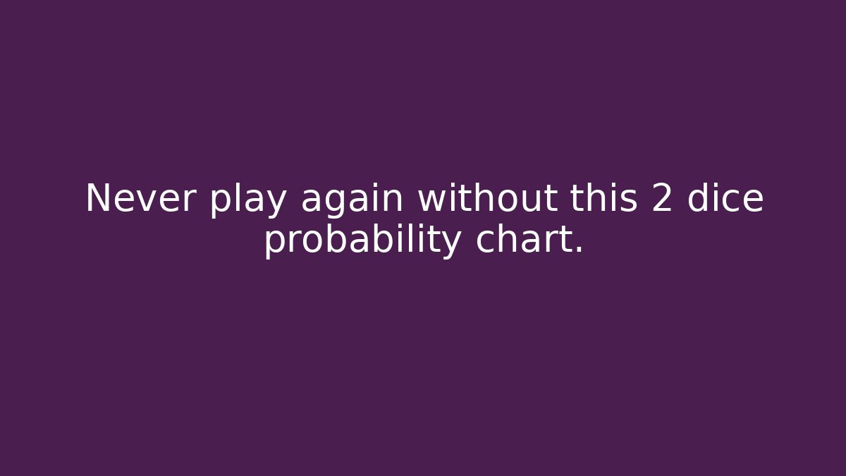 Never play again without this 2 dice probability chart.