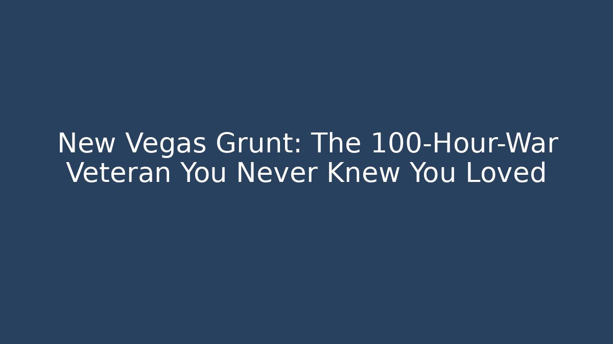 New Vegas Grunt: The 100-Hour-War Veteran You Never Knew You Loved