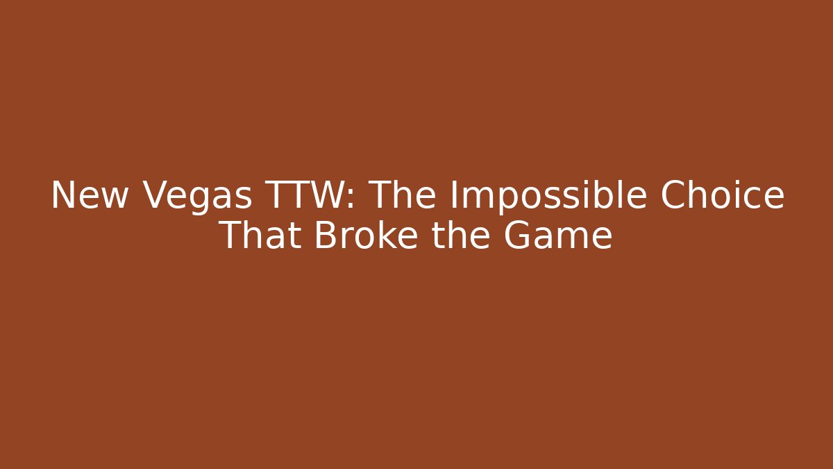 New Vegas TTW: The Impossible Choice That Broke the Game - Critter Realm