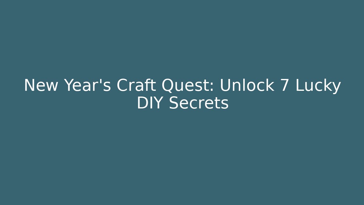 New Year's Craft Quest: Unlock 7 Lucky DIY Secrets