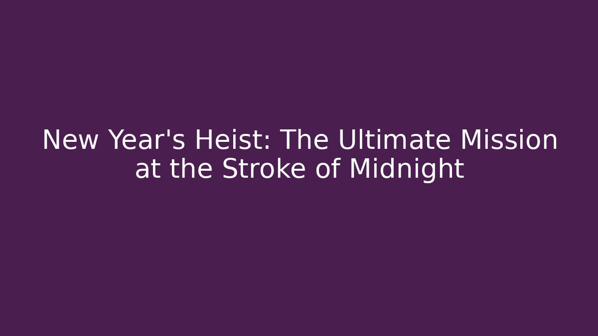 New Year's Heist: The Ultimate Mission at the Stroke of Midnight