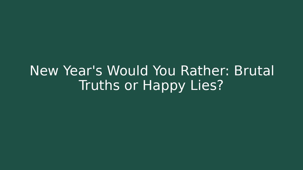 New Year's Would You Rather: Brutal Truths or Happy Lies?