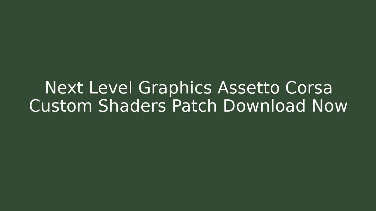 Next Level Graphics Assetto Corsa Custom Shaders Patch Download Now