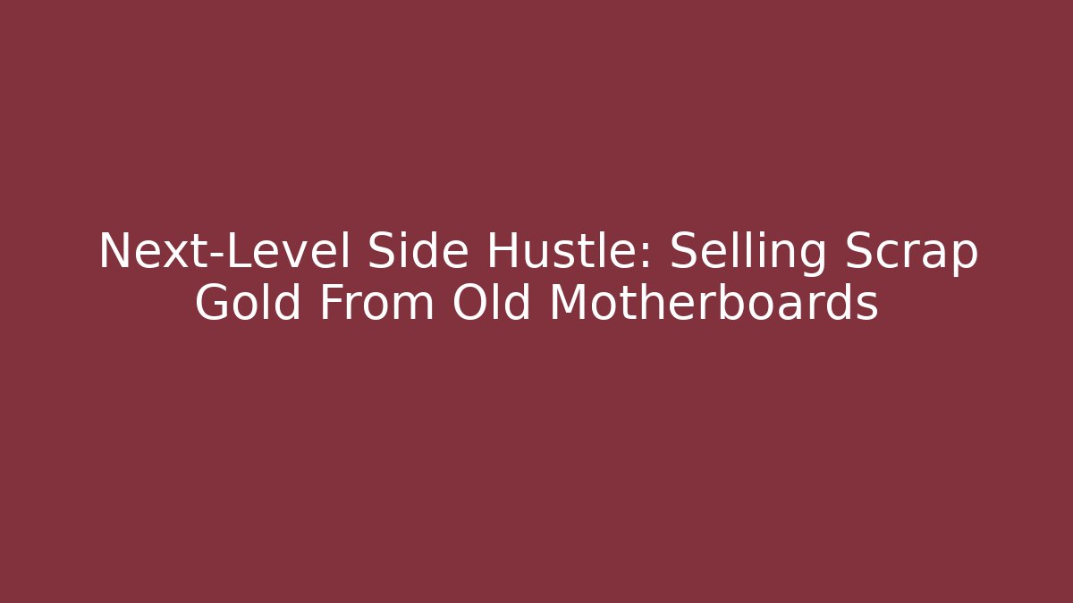 Next-Level Side Hustle: Selling Scrap Gold From Old Motherboards