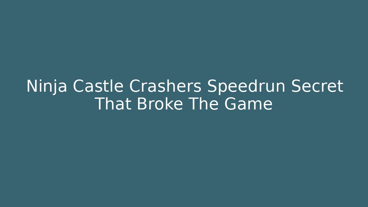 Ninja Castle Crashers Speedrun Secret That Broke The Game