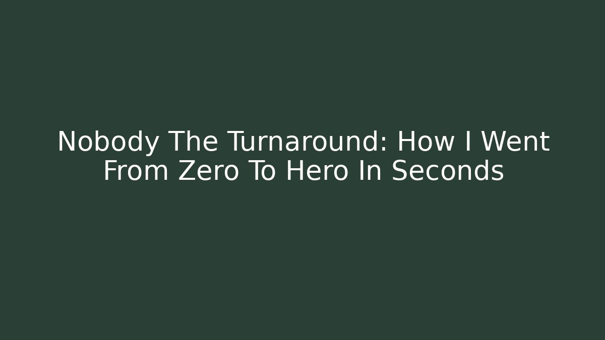 Nobody The Turnaround: How I Went From Zero To Hero In Seconds