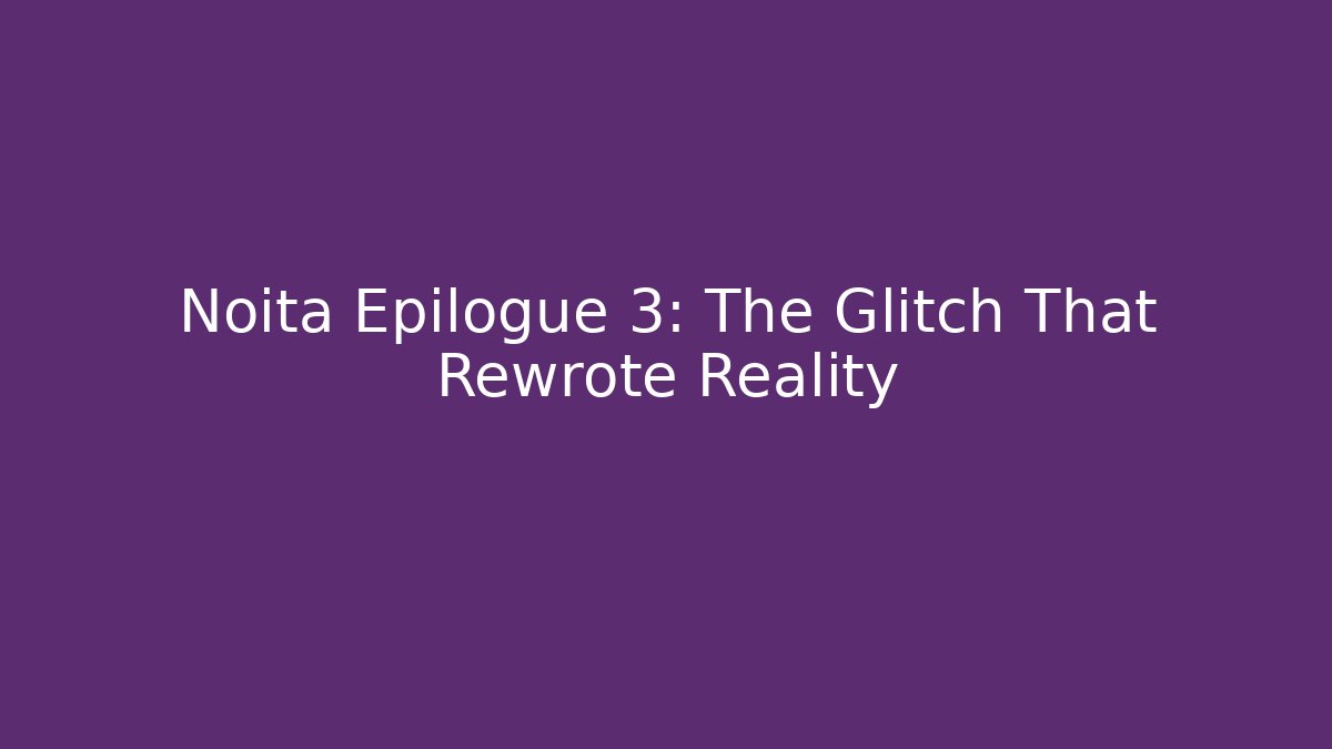 Noita Epilogue 3: The Glitch That Rewrote Reality