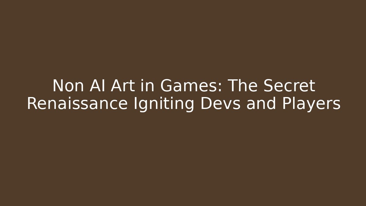 Non AI Art in Games: The Secret Renaissance Igniting Devs and Players