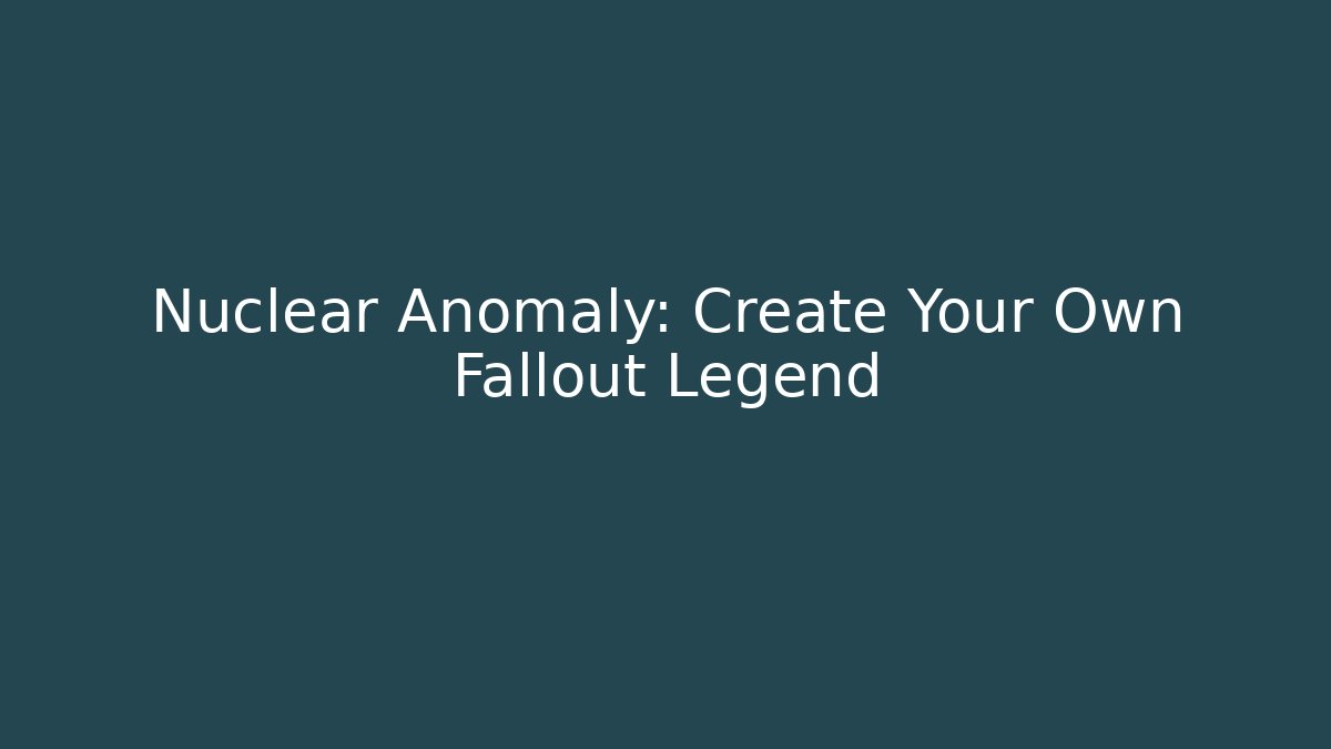 Nuclear Anomaly: Create Your Own Fallout Legend