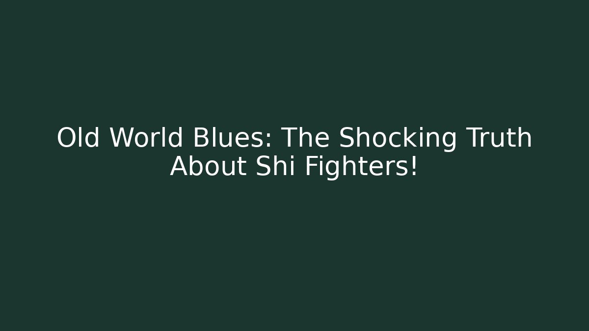 Old World Blues: The Shocking Truth About Shi Fighters!