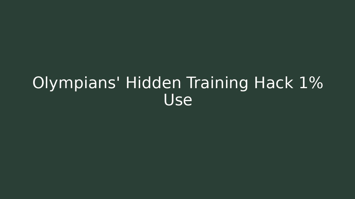 Olympians' Hidden Training Hack 1% Use - Critter Realm