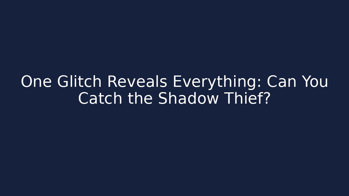One Glitch Reveals Everything: Can You Catch the Shadow Thief?