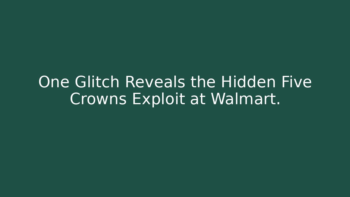 One Glitch Reveals the Hidden Five Crowns Exploit at Walmart. - Critter Realm